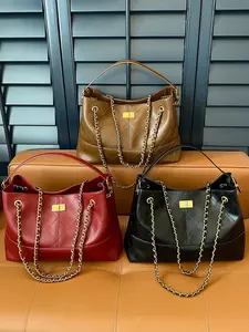 2025 New Style Quilted Tote Bag, Autumn Winter European-American Fashion, PU Soft Leather, Underarm Chain Bag, Niche Trend, solid color Casual Versatile, Large Capacity, Casual Trendy Purse, Shoulder Bag Crossbody Bag