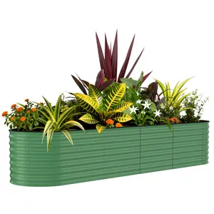 8x2x2 ft Galvanized Raised Garden Bed, Heavy-Duty Oval Metal Planter Box with Open Bottom & Safe Edges