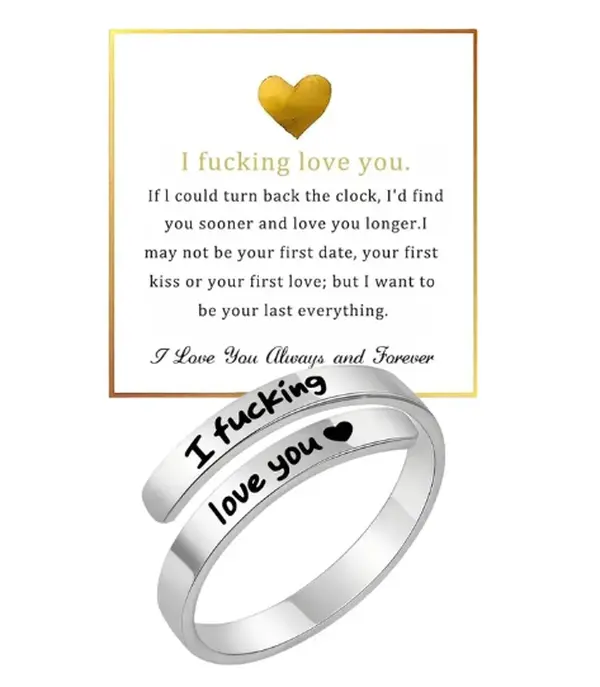 I Fvcking Love You Ring Adjustable Tarnish-Free Hypoallergenic One Size Fits All Daily Reminder Gift for Significant Others GiftForHer