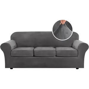 Only Sell Covers 4 Pieces Thick Velvet Sofa Covers Couch Covers for 3 Cushion Couch Sofa High Stretch Slipcovers Furniture Protector Form Fit Luxury Couch Cover for Dogs Width Up to 90 Inch tiktokshopspringglowup Machine Washable Easy Installation outdoor