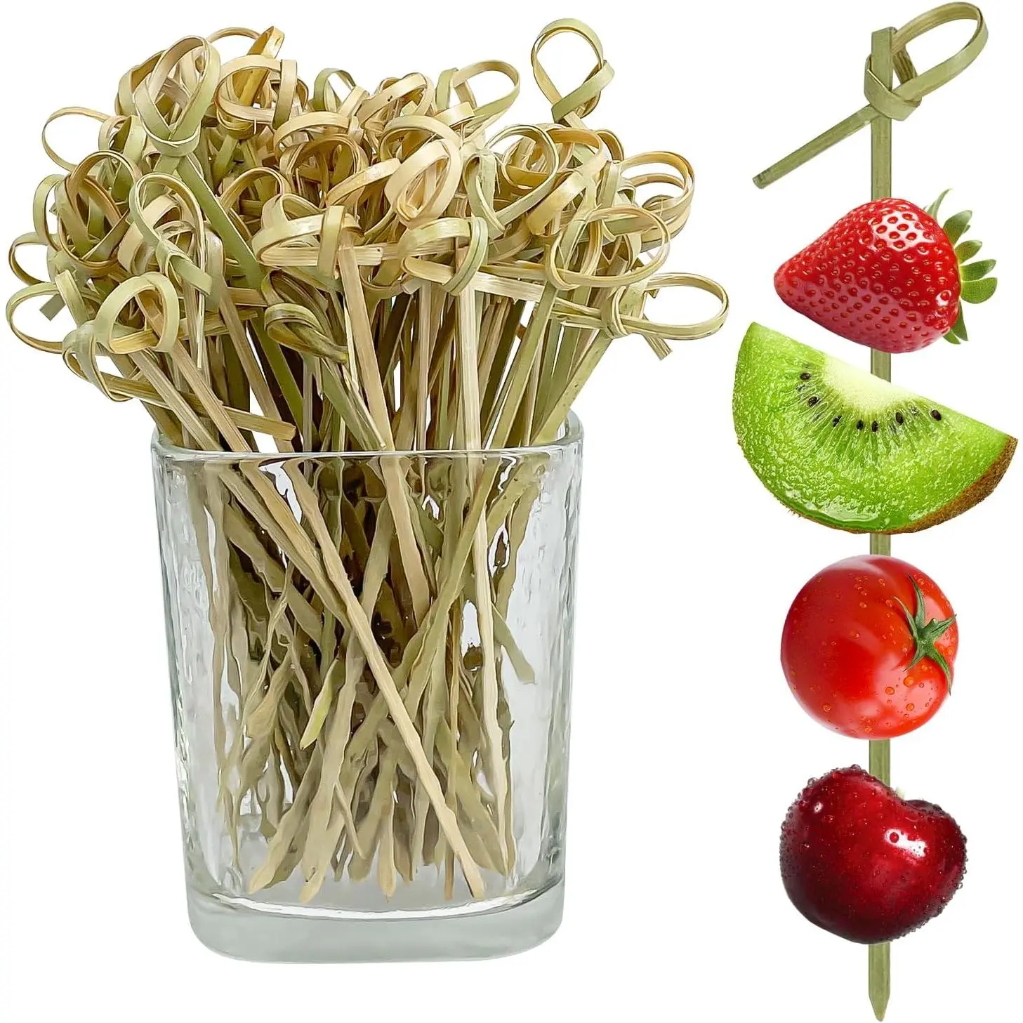 200 count  Picks  Skewers for Appetizers, Fancy Toothpicks for Appetizers, 4.7 Inch Long Decorative Knot   Sticks for Party Drinks  Fruit Charcuterie Boards Accessories