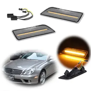 2pcs Clear Amber LED Bumper Side Marker lamps Lights For 2006 2007 2008 2009 2010 2011 Mercedes Benz W219 CLS-Class,Replace OEM 2198200321, 2198200421, 219-820-03-21, 219-820-04-21