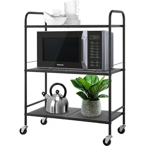 Metal Rolling Organizer Utility Craft Cart (Large, BLK)