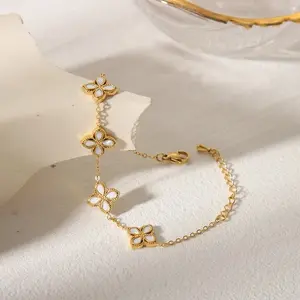 Pretty Flower Bracelet for Women - Gold Plated jewelry bracelets