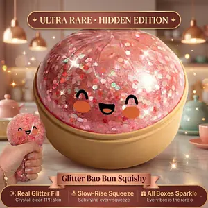 Viral Dumpling Squishy Mystery Blind Box ULTRA RARE Pink Glitter Hidden Edition | Viral Squishy Dumplings Dumpling Squishies Slow Rise Stress Relief Fidget Toy Soft TPR Squeeze Ball Sensory ASMR Gift for Adults & Teens butter outdoorfun