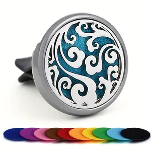 1pc Refillable Car Air Freshener Perfume Diffuser Clip, Auto Air Vent Car Interior Accessories, Car AromaRelax Diffuser with 10pcs Pads