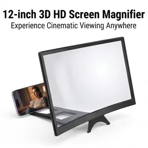 12in Foldable Smartphone Magnifier, 3D HD Eye-Friendly Display, Adjustable Stand, Portable Projection Screen Accessory for Movies, Black Family Gift (Phones & Electronics Audio & Video Projector Accessory)