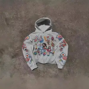 2025 Hoodie with Cartoon Print and Zip-up Hood Menswear Sweatshirts sweats