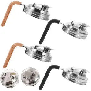 4 Pcs Wide Mouth Mason Jar Stainless Steel Pour Spout Lid Reusable Leak-Proof for Home Brewing Fruit Fermenting Drinks No Rust Food Grade Seal for Juices & Beverages