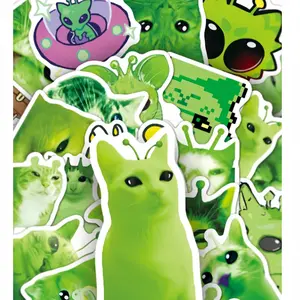 1 Set Abstract Alien Cat MEME Stickers,Decorative Stickers Suitable For Phone Cases,Funny Creative Alien Cat Decor Alien Cat Gift, Green Graffiti Stickers Suitable For Phone Case.