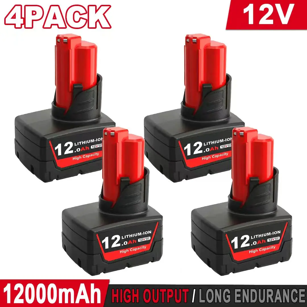 2-Pack 12.0Ah M12 Battery Compatible with M12 Lithium-ion Battery 48-11-2440 48-11-2402 48-11-2411 M12 Cordless Tools High Capacity