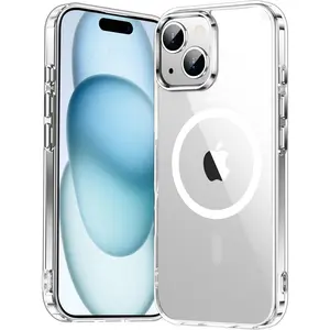 Entronix [Magnetic] Case for iPhone 13 Mini - Slim Clear Cover with Raised Edges & Dustproof Ports - Shockproof & Anti-Yellow Transparent Protection