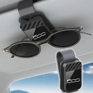 Fiat 500 Accessories, Eyeglass Holder & Sunscreen Case, Mirror-Shaped Design, Carbon Fiber Texture, Essential Car Storage Solution, Car Organizer, Car Console Organizer, Car Storage Organizers