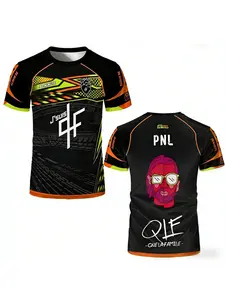 90 Minute PNL J'suis QLF Printed Jersey for Boys and Girls, Short Sleeved Football Training T-shirt, Adult Clothing