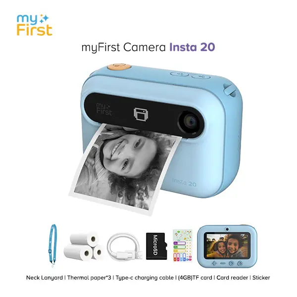 myFirst Camera Insta 20 - Automatic Instant Thermal Printing Camera for Kids with LCD, Plastic Build, Unlimited Prints, Designed for Little Hands