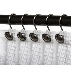 212 MAIN Zinc Alloy Shower Curtain Hooks, 12-Piece Rustproof Bathroom Decoration Accessories, Easy-Install Metal Hooks for Shower Curtain or Liner, Oil Rubbed Bronze Finish