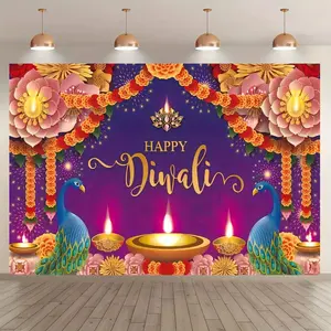 Diwali Theme Party Banner, 1 Count Colorful Festival Background Cloth, Indoor & Outdoor Decoration Supplies for Home Party, Ornaments