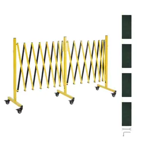【FathersDayGift】VEVOR Double Expandable Baby Safety Gate, 25FT Industrial Outdoor Barrier with Locking Casters, Flexible Mobile Folding Metal Traffic Fence for Driveway Warehouse