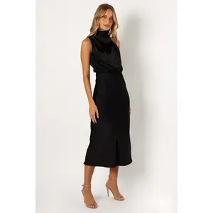 Anabelle Halter Neck Midi Dress - Black