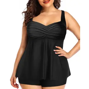 Aqua Eve Plus Flowy Tankini Top for Women, Sports & Outdoor Swimwear Bathing Suit Top