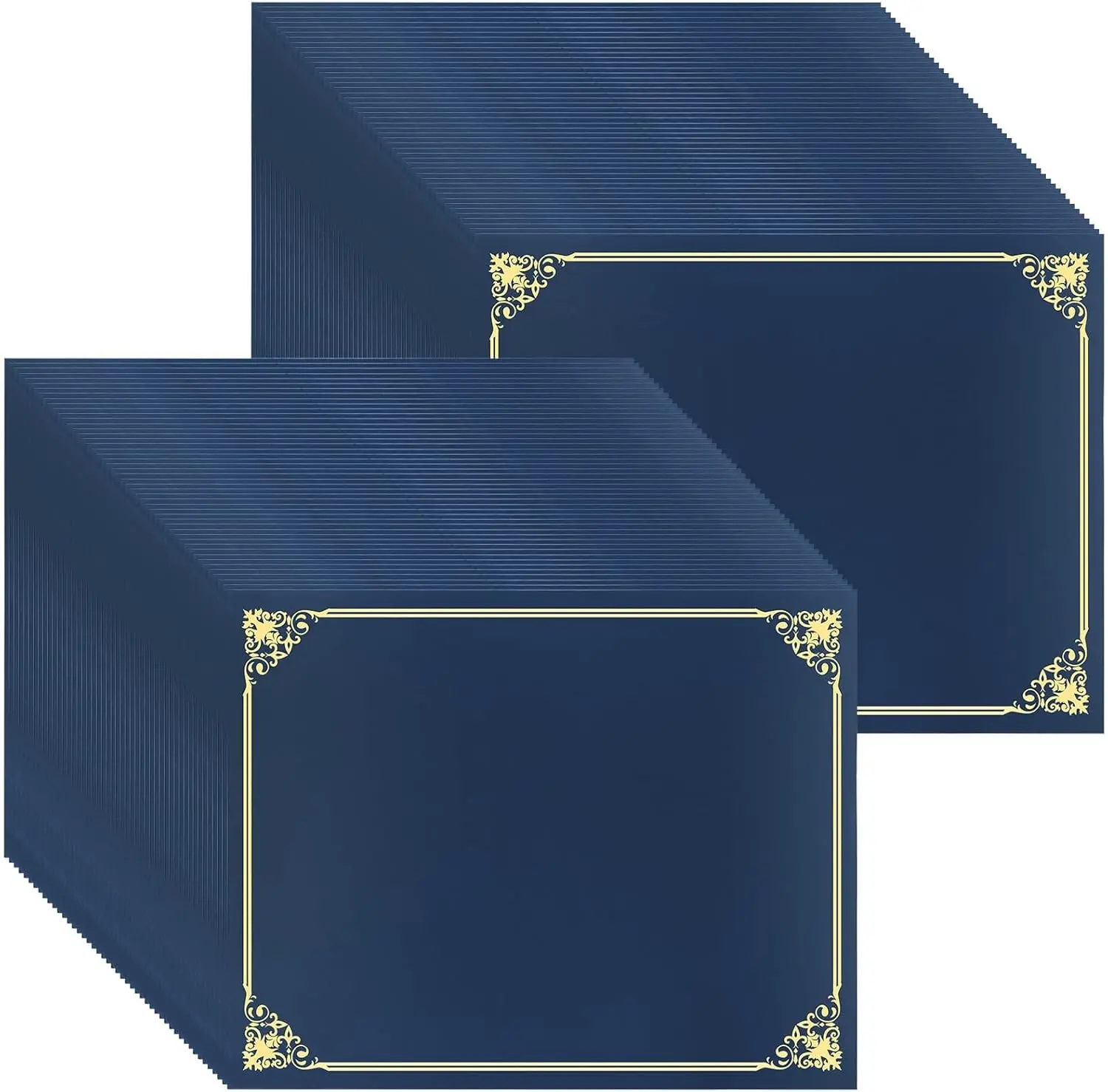 50 Pcs Certificate Holders Bulk, Navy Blue Diploma Covers Gold Foil Border, Document Covers for Letter Size 8.5x11 Award Certificates, Cardstock, Document Papers, Graduation