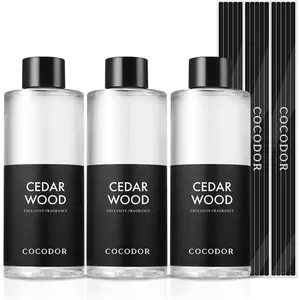 COCODOR Reed Diffuser Oil Refill/Cedar Wood /6.7oz(200ml) / 3 Pack/Aromatherapy, Home Fragrance, Scented Oils, Oils for Reed Diffuser, Bathroom Home Decor