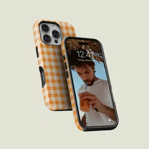 Mini Gingham Light & Cream iPhone 17/16/15/14/13 Pro Max Case, Magsafe Compatible, Durable Protective Cover