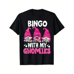 Play Bingo with My Dwarf Men's Fun Bingo Dwarf T-Shirt Selected Pure Cotton Interesting Design DIY Short Sleeve T-Shirt, Soft and Breathable, Suitable for All Seasons, Comfortable Casual Sports, Halloween and Christmas Gift Cotton Men's Wear Men's T-Shirt