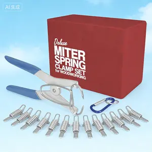 Professional Spring Miter Clamps Set for Woodworking, Trim, and Crown Molding, Heavy-Duty Tool with 13 Clamps for Picture Frames and Finish Carpentry, Reusable and Durable, Made in USA