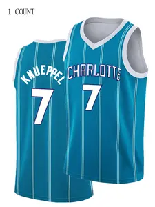 Mens #7 Blue Sports Basketball Jersey, Stylish Jersey, Breathable Sleeveless Pattern Embroidery Sweatshirt Training Competition Sports Uniforms Suitable for summer Jersey Top