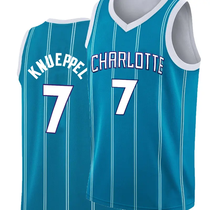 Mens #7 Blue Sports Basketball Jersey, Stylish Jersey, Sporty Jersey, Sports Style Jersey, Breathable Sleeveless Pattern Embroidery Sweatshirt Training Competition Sports Uniforms Suitable for summer Jersey Top Sports Tops