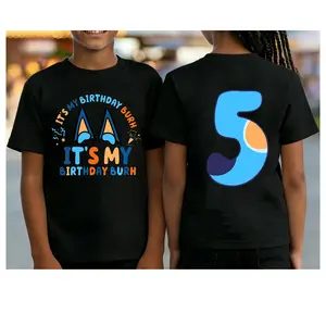 🥳100% Cotton Custom Age Bruh It's My Birthday for Teens Boys Girls Blue Dog Graphic Tee, Cute Cartoon Youth Birthday Party Shirt for Gift