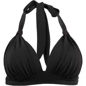 Women's Retro 50s Plaid Pattern Polka Dot Halter Molded Soft Pads Vintage Bikini Swimsuits Tops