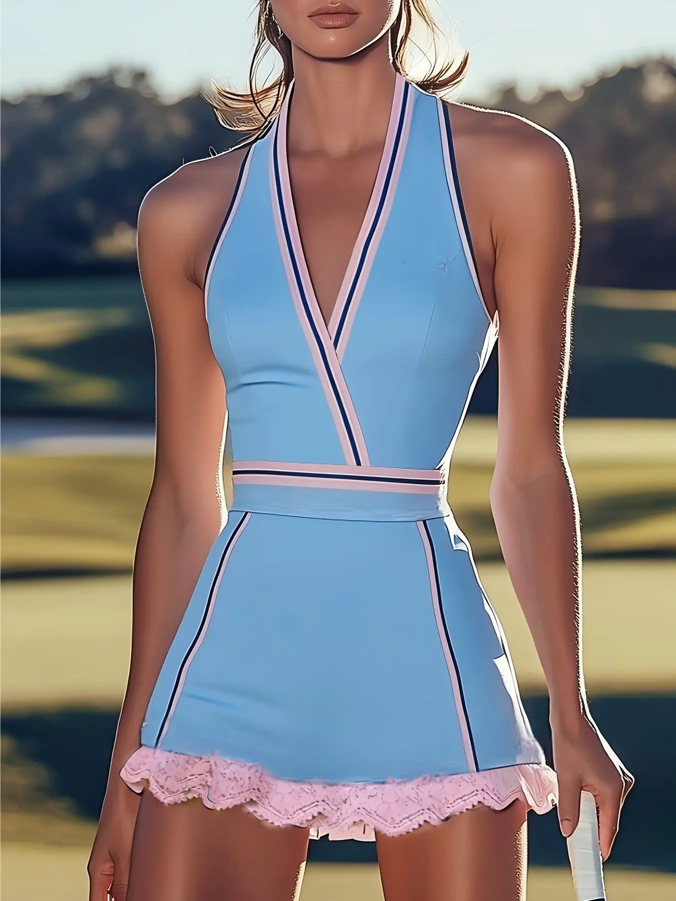 slim fit dress slacks Black Halter Tennis Dress main image 1