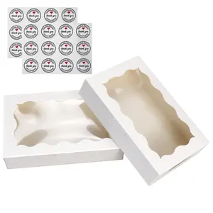 Bakery Boxes,7.09'x4.9'x1.57' Cookie Boxes with Window for Chocolate Covered Strawberries, Desserts, Cookies, with  Stickers