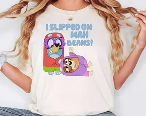 I Slipped On My Beans T-shirt, Bluey Playing Grannies Shirt, Bluey Theme Shirt, Bluey and Bingo Shirt, Family Shirt