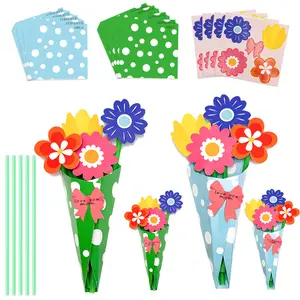 Flower Bouquet Craft Kit - 6Pcs/12Pcs Mother's Day Flower Bouquet Craft in Two Colors for Kids Make Your Own Bunch of Flowers Teacher Appreciation Week DIY Gift School Classroom Home Fun Activities