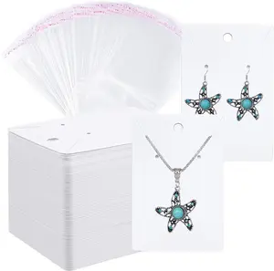 Earring Cards Necklace Display Cards with Bags,150 Pcs Earring Display Cards, 150 Pcs Self-Seal Bags, Kraft Paper Tags for DIY Ear Studs(White) Lazydrop