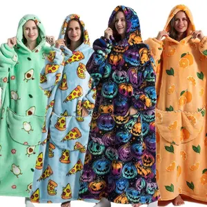 Women's Wearable Blanket Hoodie - Extra Large Soft Fleece Hooded Blanket - Warm And Cozy Plush Flannel Blanket Sweatshirt Gift - With Large Pockets And Sleeves