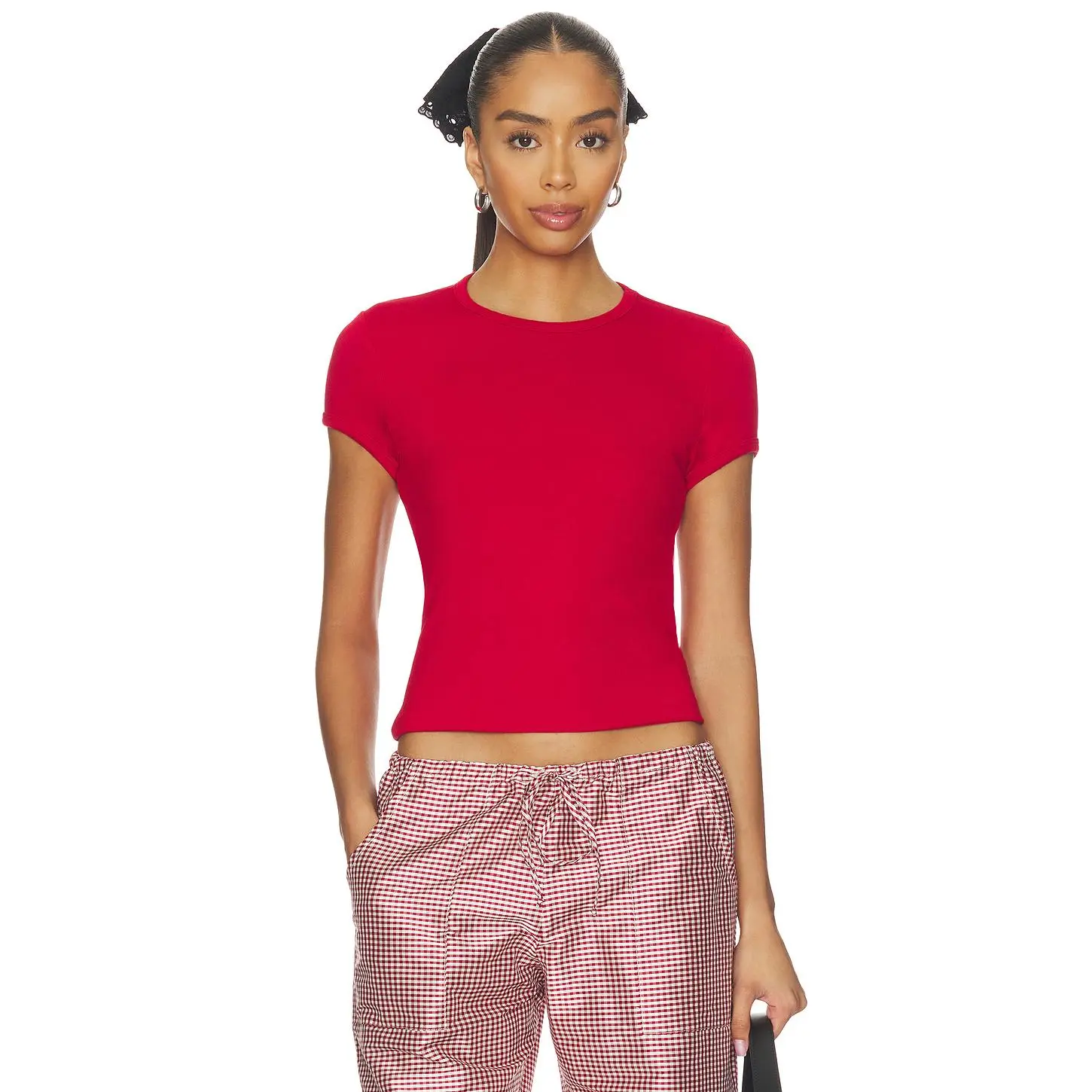 DONNI. The Baby Rib Baby Tee in Bell Pepper