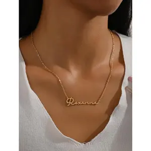 Light Luxury Handwritten English Statement Necklace - Custom Name, Cool, Decorative Engraving, Engraved Nameplate Temperament Costume Jewelry, Statement Necklaces, Custom Name Necklaces
