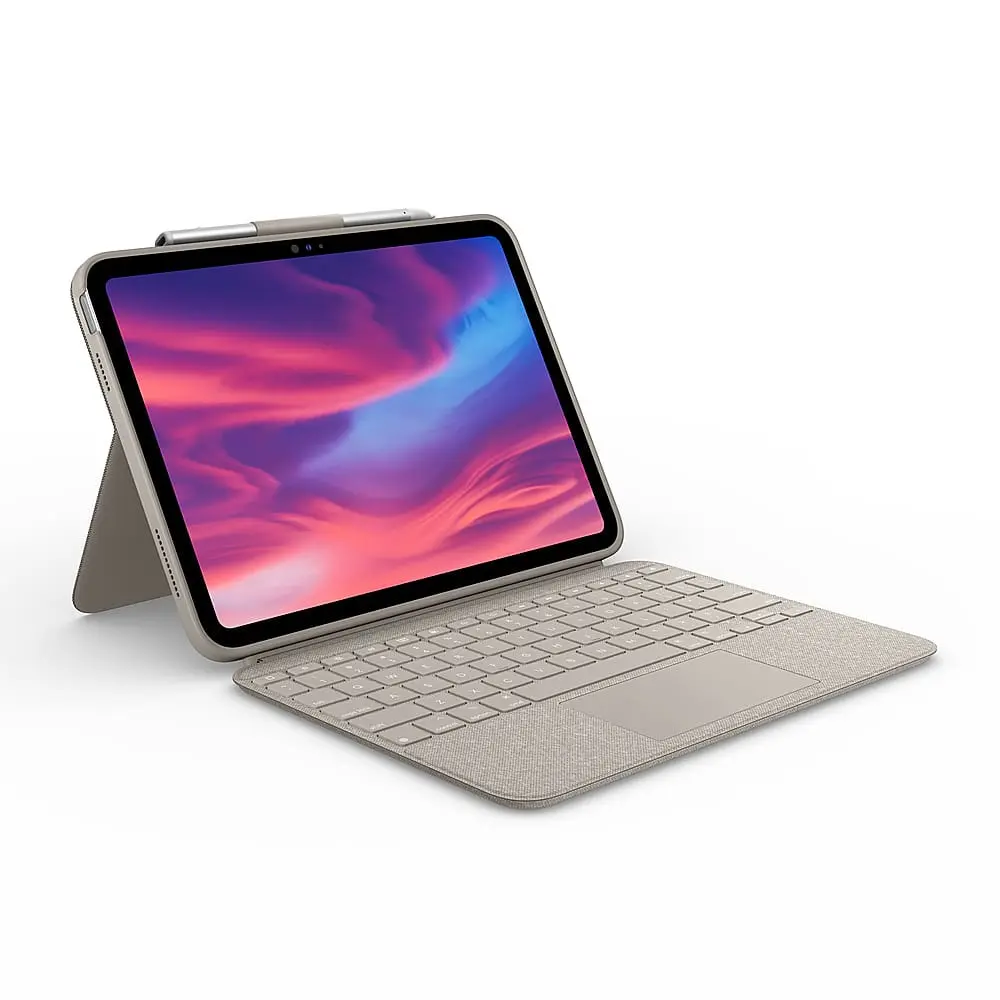Logitech - Combo Touch Keyboard and Trackpad Case for Apple iPad - Latest Model A16 chip and iPad 10th Gen with Detachable Keyboard - Sand