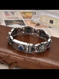 2026 New Lion Personality Bold Wide Band Rhinestone Punk Lion Head Unisex Bracelet, Fashionable Chunky Bangles, Fashion Jewelry for Men and Women, Chunky Link Bracelet, Adjustable Copper Bangles