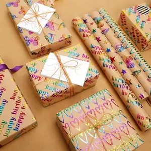3m Roll Birthday Wrapping Paper, 17x9.8ft Gift Wrap, Ideal for Weddings, Valentine's Day, Birthdays, Christmas, Baby Showers, DIY Bouquets, Holiday Decor