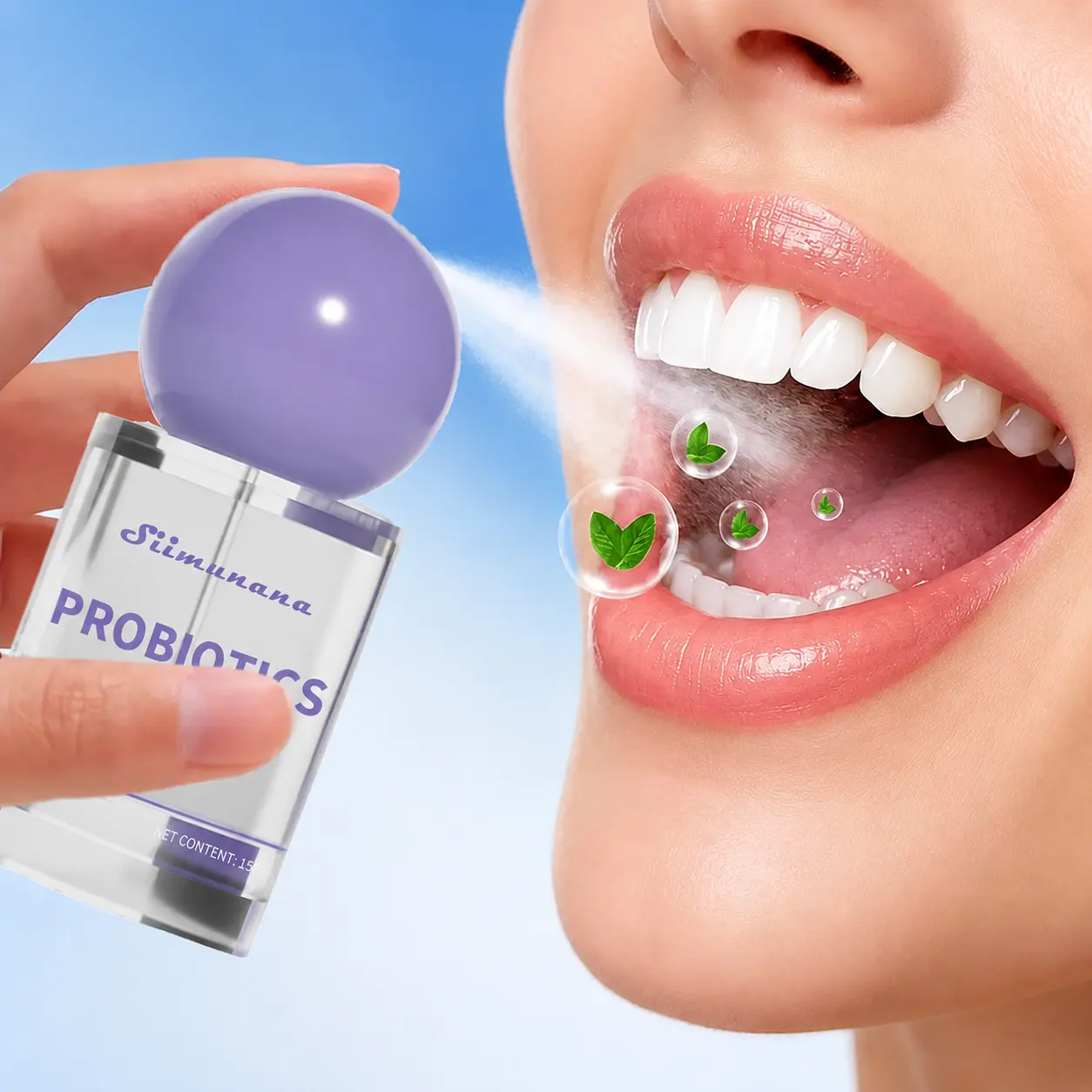 Travel-Size Oral Spray, Cool Mint Mouthwash 15ML, Probiotic Oral Spray for Sensitive Gums & Mouth Fresh Breath Sprays Probiotic Oral Spray 1/2-Pack Set - Choose from Mint Flavors, Freshens Breath, Promotes Oral Health (Alcohol-Free Flavor Available)