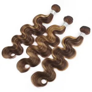 Human hair 3 Bundles Body Wave 12-30 Inch Honey Blonde P427 Ombre Highlight No shedding Tangle Free Glossy Hair bundles