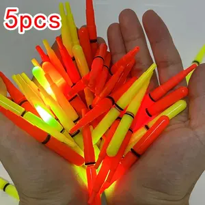 5pcs Night Fishing Eye-Catching Electronic Float Tail Light, Glowing Rod Tip, Step Style Fishing Gear, Excludes Battery