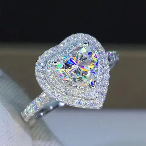 Heart Shaped Artificial Zirconia Decorated Ring, Elegant Engagement Ring, Fashion Accessories for Women, Trendy All-match & Exquisite Jewelry for Birthday Gift, Elegant Casual Ring