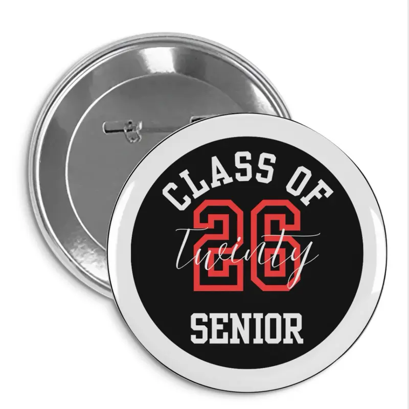 Class of 2026 Senior Button Pin - Stylish Accessory for Celebrating Milestones - Versatile for Jackets & Bags - Perfect Gift - Two Buttons Included