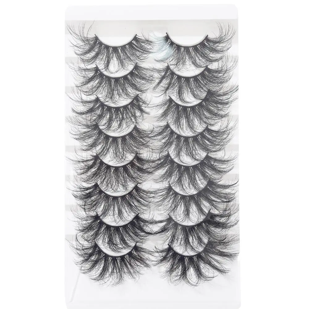 Messy Crossed Fluffy False Eyelashes, Cosmetic False Lashes, High Quality Eyelashes, Volumized False Eyelashes, 8 Pairs Wispy Faux Cluster Lashes, Natural Curling Eye Makeup Strip Lashes, Full Volume Eyelash for Lashes Extensions